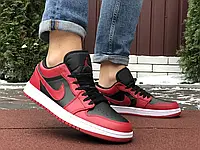 Мужские кроссовки Nike Air Jordan 1 Low, кожа, красные с черным 44