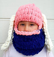 Дитяча шапка-балаклава з вушками