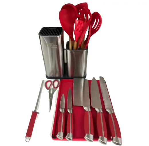 Набор кухонной утвари и ножей на подставке Zepline ZP-047 17 предметов Красный - фото 2 - id-p1921160743