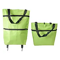 Складная сумка-тележка для продуктов 2 в 1. Зеленый, синий, черный