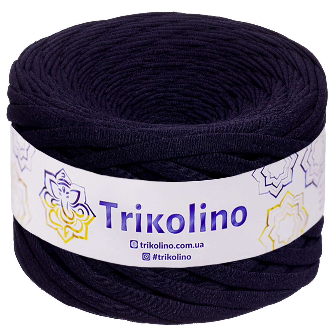 Трикотажна пряжа Trikolino, ширина нитки 7-9 мм., довжина мотка 100 м., Темний Баклажан