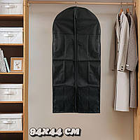 Чехол для одежды флизелиновый Черный/прозрачный 94х44см, чехол для хранения вещей (чохол на одяг) (TL)