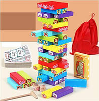 Вега, башня, игра настольная 54 детали, 6 цветов,молоточек,кубик (58250)
