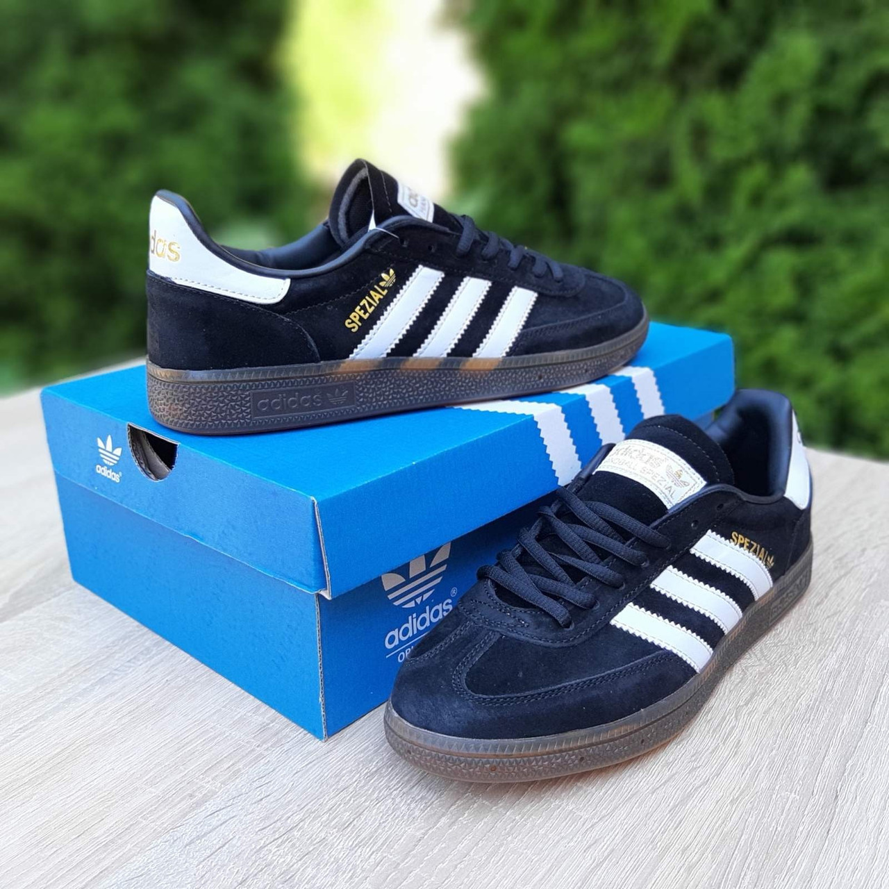 Чоловічі кеди замшеві весна літо чорний з білим Adidas Spezial. Замшеві кросівки підліткові Адідас Спеціал