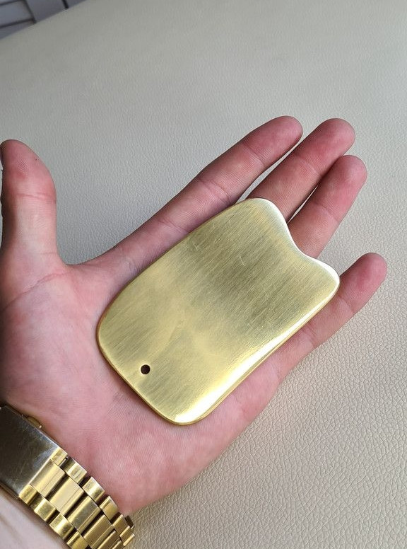 Латунний прямокутний скребок гуаша, фото 1