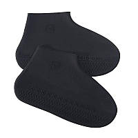 Багаторазові для взуття силіконові чохли бахіли від дощу та бруду, колір - чорний, розмір - L(40-45р)