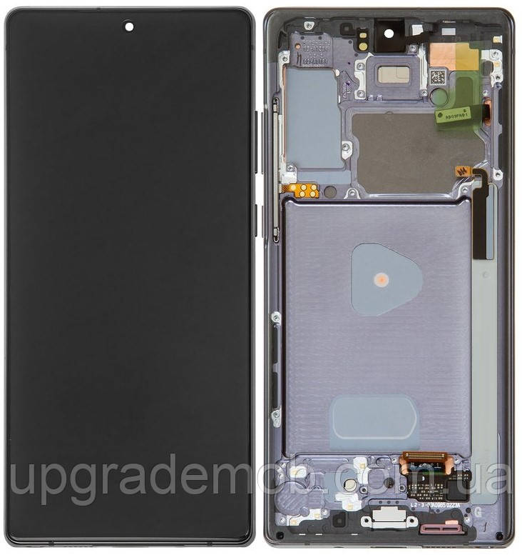 Дисплей модуль тачскрин Samsung N980 Galaxy Note 20/N981 чорний OLED з рамкою сірого кольору Mystic Gray