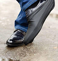 Силиконовые чехлы бахилы многоразовые для обуви от дождя и грязи, цвет - черный, размер - М( 35-39р)