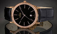 Женские швейцарские часы Charmex Casablanca корпус позолоченные PVD, браслет кожаный