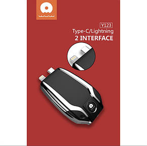 Power Bank WUW Y123 MINI 1500mAh Type-C/Lightning +Type-C, фото 4