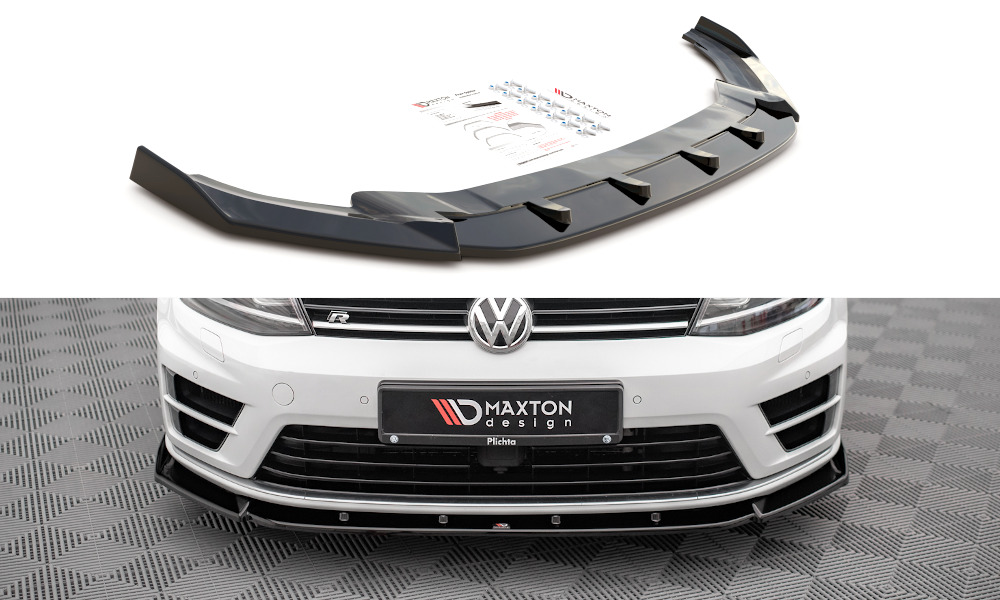Сплітер Volkswagen Golf 7 R / R-line (13-16) тюнінг губа спідниця обвіс переднього бампера (V4)