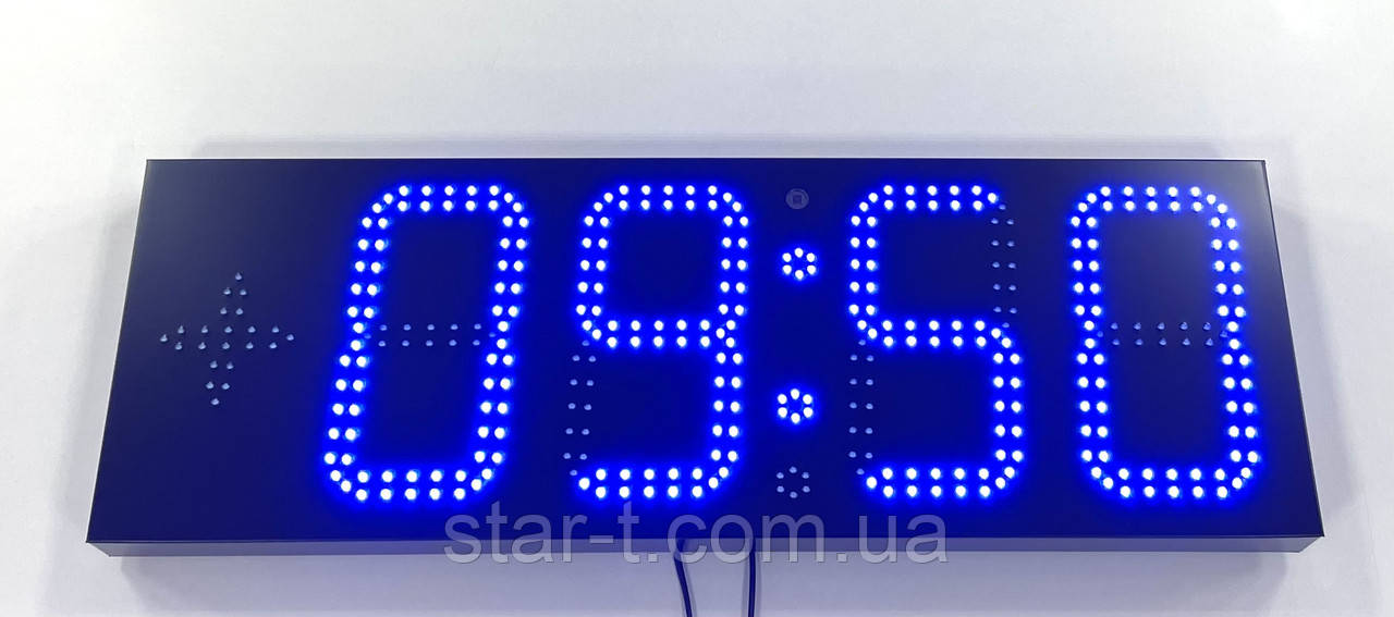 Годинник термометр календар вуличні сині 900х300мм