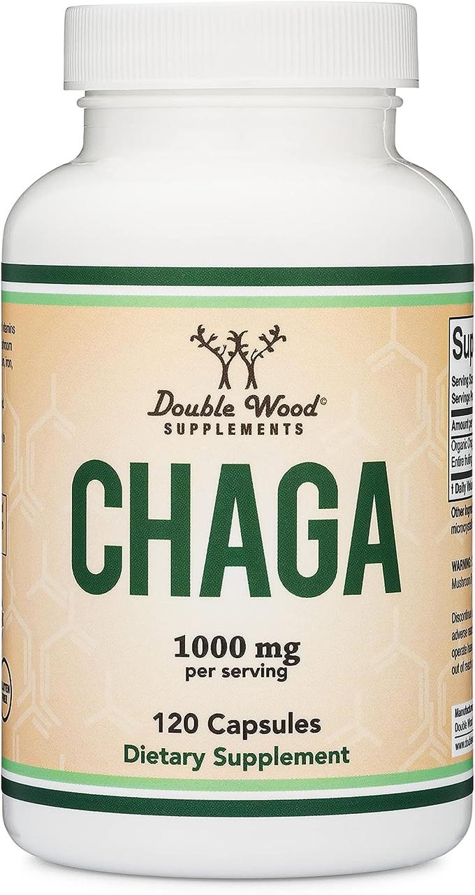 Чага Double Wood Supplements Chaga Mushroom 1000 mg 120 capsules, фото 1