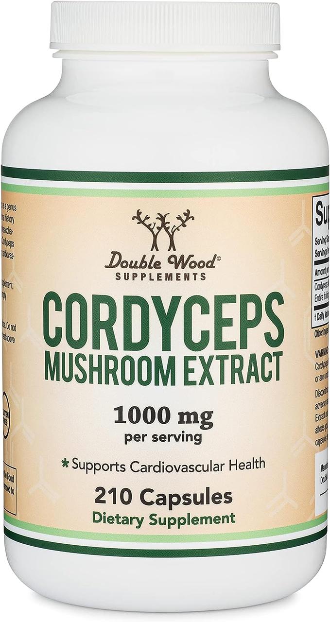 Кордицепс Double Wood Supplements Cordyceps Mushroom Extract 1000 mg 210 capsules, фото 1