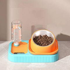 Подвійна миска для кішок і собак Hipidog з автоматичною поїлкою, миска лабіринт, поїлка сухі вуса