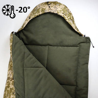 Спальний мішок зимовий з підкладкою із флісу широкий 85*205 з капюшоном, в комплекті з компресійним мішком