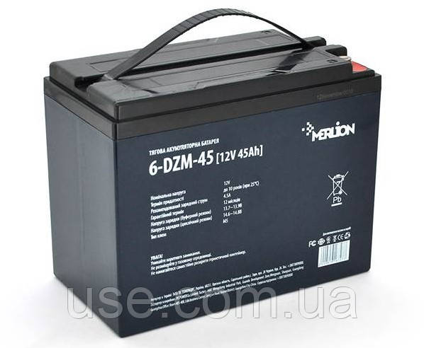 Акумулятор тяговий 12V 45 Ah, а*год, ампер годин, AGM, DZM, EV, EVG, для електроскутера
