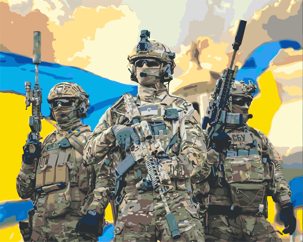 Картина за номерами 40×50 см Kontur. Воїни ЗСУ. DS0516