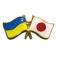 Значок 2 флага из металла Украина Япония
