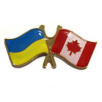 Коллекционный значок нагрудный 2 флага Украина Канада