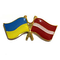 Значок флаги Украина Латвия из металла