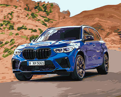 Картина за номерами 40×50 см Kontur. Швидкість. Синій БМВ DS0518