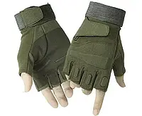 Перчатки армейские военные тактические беспалые BlackHawk зеленые, без пальцев (олива) из США M, L, XL Защита