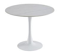 Стіл лофт кухонний круглий на одній опорі t-325 колір Каса Вайт D-90 для кафе, ресторанів, дому Vetro Mebel