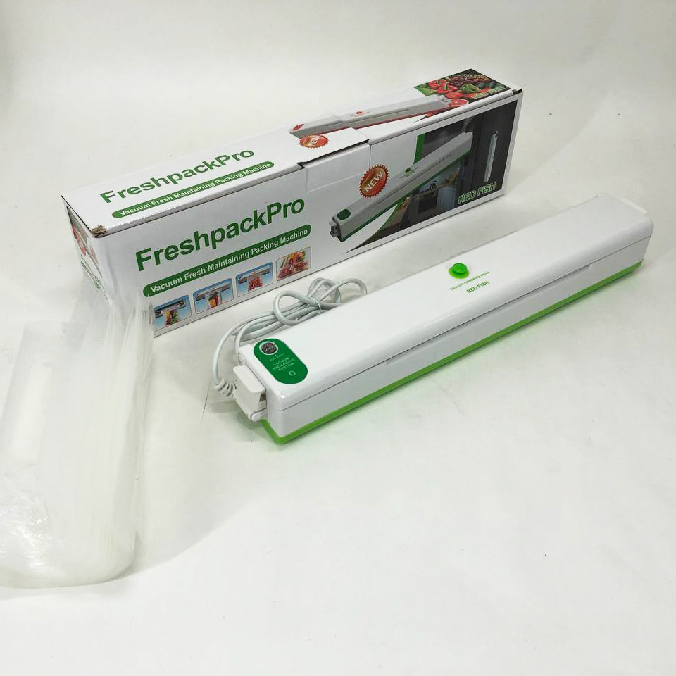 Вакууматор Freshpack Pro вакуумний пакувальник їжі, побутової. Колір зелений, фото 1