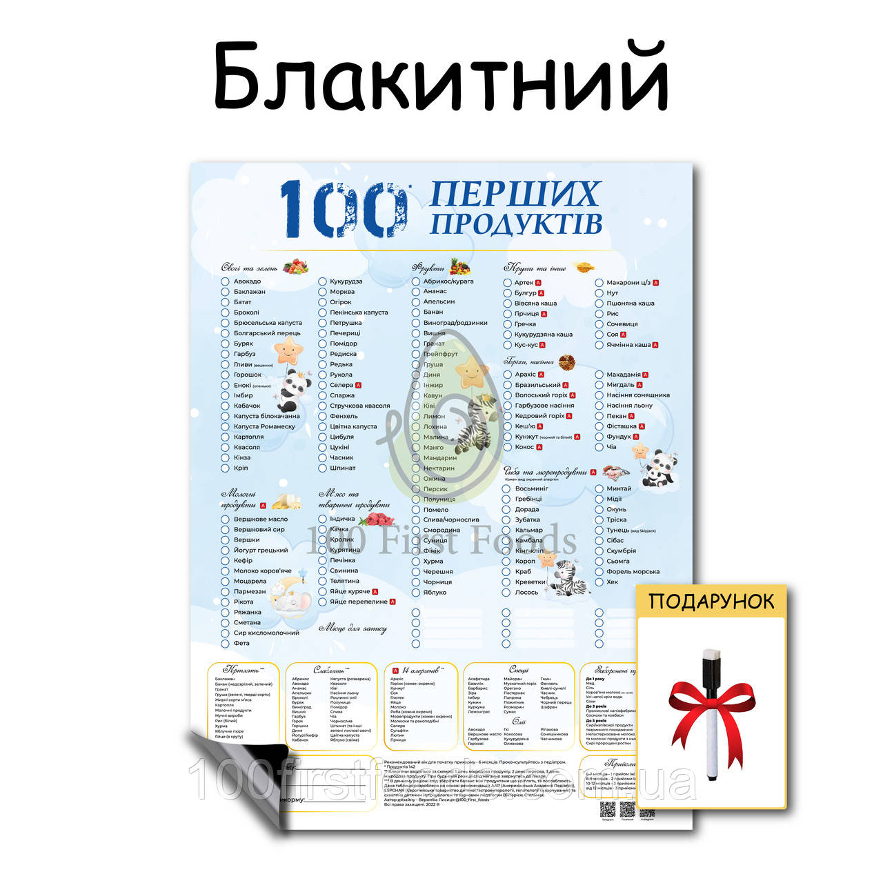 Магніт Блакитний 100 перших продуктів