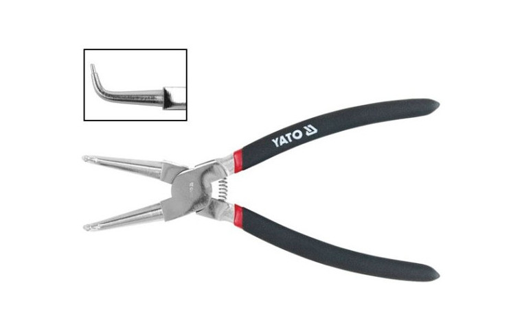 Щипці для зняття стопорних кілець 150 мм загнуті на стиск Yato YT-2143, фото 1