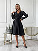 Жіноча Сукня з рукавом на Запах із Костюмної тканини в талії на широкому поясі Колір чорний, фото 5