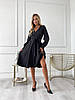 Жіноча Сукня з рукавом на Запах із Костюмної тканини в талії на широкому поясі Колір чорний, фото 6