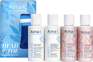 Набір дорожній для догляду за тілом і волоссям Head to Toe Essentials Alma K (100 мл/100 мл/100 мл/100 мл)
