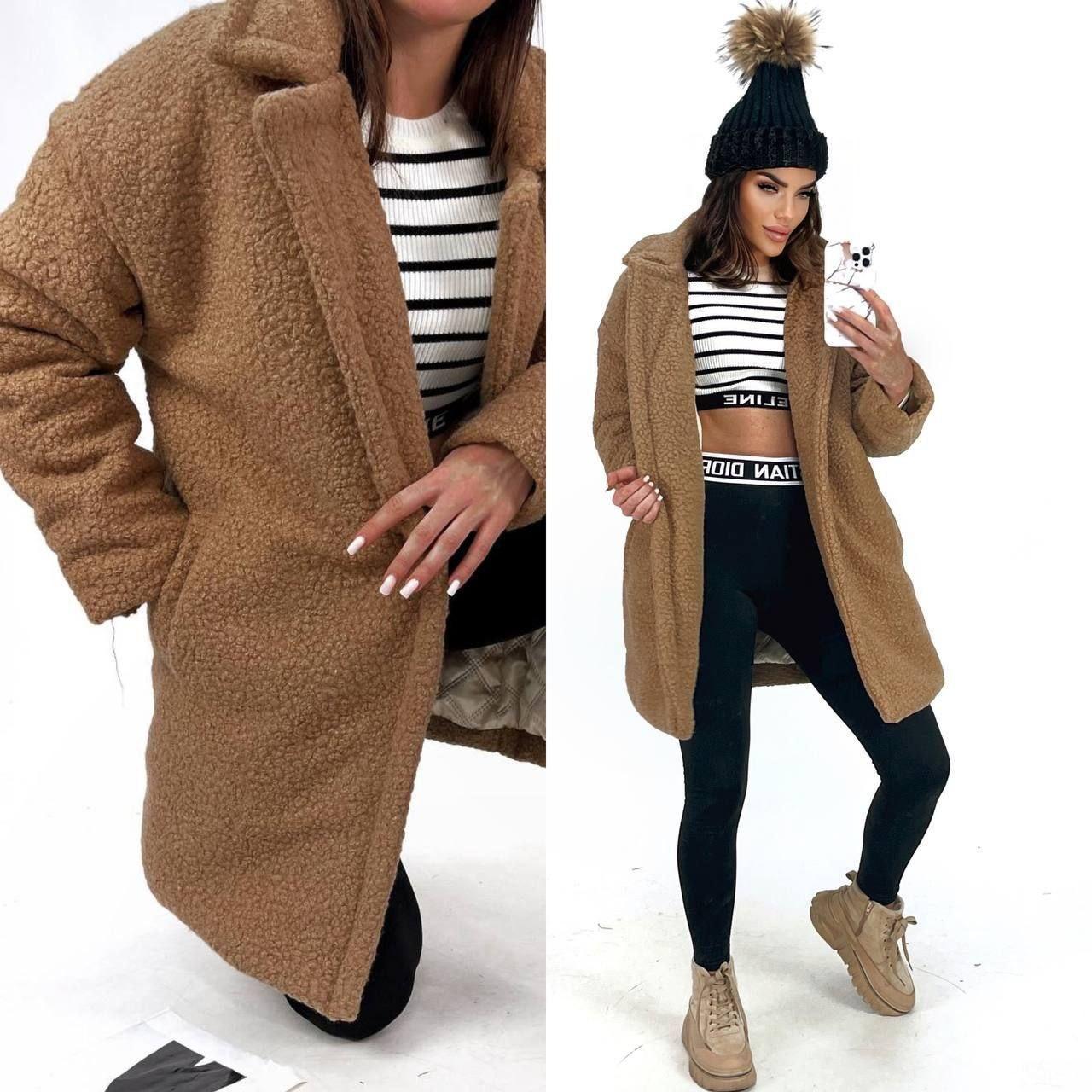 Жіноча шуба Тедді хутро підкладка на синтепоні, фото 1