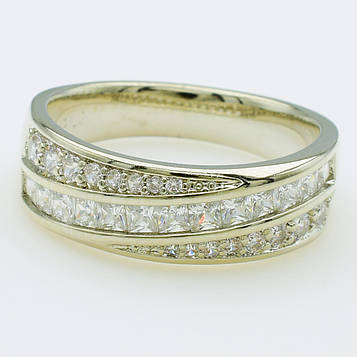 XUPING Кільце Родій з білими цирконами Висота 0.7см, Розмір 17