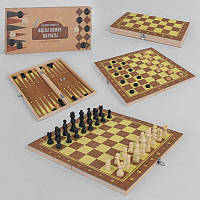 Шахматы С 45012 (48) 3в1, деревянная доска,деревянные шахматы, в коробке [Склад зберігання: Одеса №4]