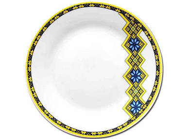 Тарілка 8 Керамика 30001-006 Вишиванка жовто-блакитний ромб (12шт) ТМ SNT FG