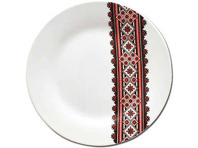 Тарілка 7 Керамика 30000-004 Вишиванка червоне та чорне (12шт) ТМ SNT FG