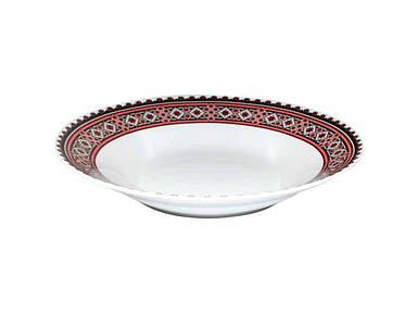 Тарілка 8 Керамика 30003-004 суп Вишиванка червоне та чорне (12шт) ТМ SNT FG