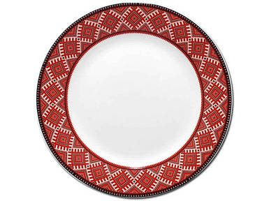 Тарілка 7 Керамика 30000-005 Вишиванка червоний ромб (12шт) ТМ SNT FG