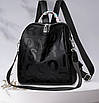 Жіночий середній класичний рюкзак з хусткою зі шкірозамінника 30х28х12 см Чорний, фото 4