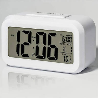 Красивий рідкокристалічний електронний годинник з великими цифрами. Нічне підсвічування, будильник.
