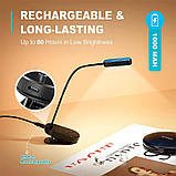 Лампа настільна акумуляторна Glocusent Mini clip-on Book light, чорна, фото 2