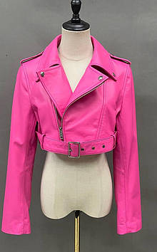 Коротка куртка, рожевий колір з натуральної шкіри під замовлення