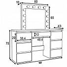 Туалетний Столик косметичний трюмо з великим дзеркалом із підсвіткою МДФ ламінованою з двох боків білий, фото 10