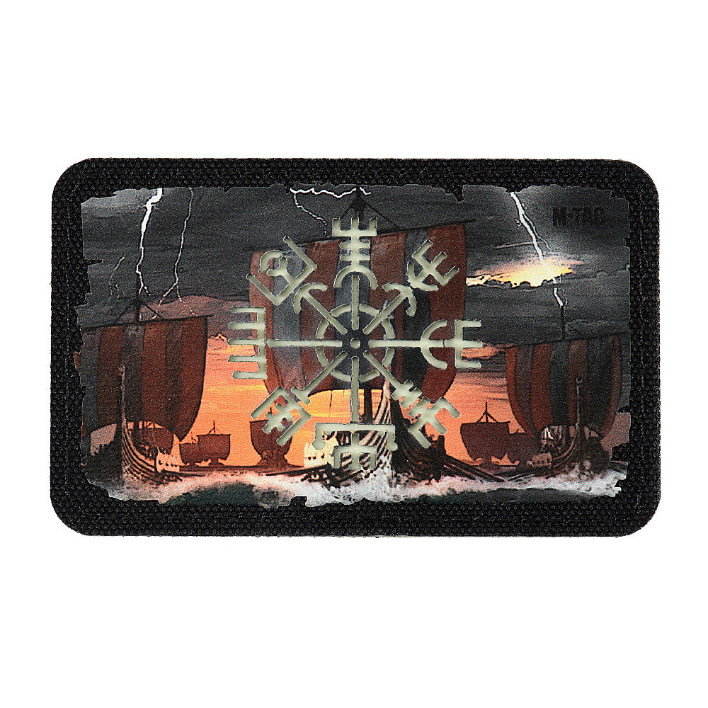 Шеврон M-TAC patch флуоресцентний горизонтальний Vegvisir/Drakkar (51292299) Black/GID