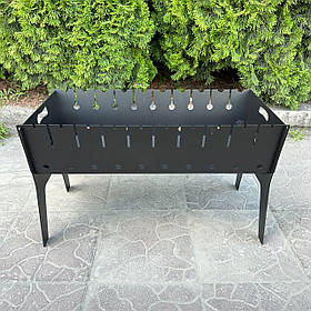 Розбірний дворівневий Мангал похідний на 10 шампурів 3мм.  Розмір 675х323х400 мм. Захист від корозії