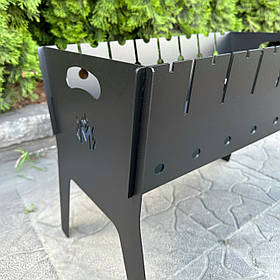 Разборной двухуровневый Мангал походный на 8 шампуров 2мм. Размер 545х323х400 мм. Защита от корозии