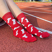 Модные женские демисезонные носки 1 пара 36-41р с необычным принтом качественные и хлопковые, стильные высокие